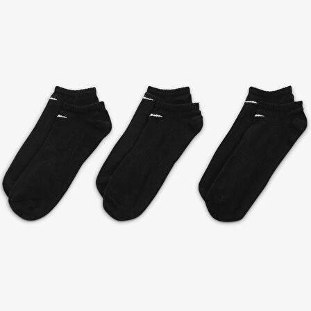 Nike Dri Fit Everyday Cotton Lightweight No Show 3 Pck Unisex Bileksiz Çorap 3 Çift Siyah