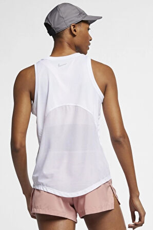 Nike Miler Dri Fit Running Tank Top White Sırt Panelli Koşu Antrenman Atleti Beyaz