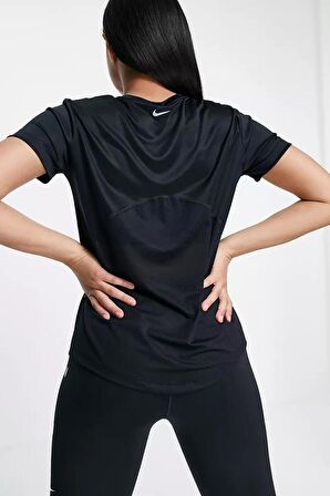 Nike Miler Dri Fit Tee Sırt Hava Panelli Koşu Spor Antrenman Tişörtü Siyah