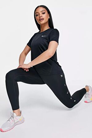 Nike Miler Dri Fit Tee Sırt Hava Panelli Koşu Spor Antrenman Tişörtü Siyah