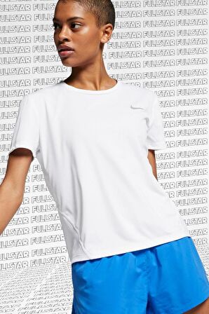 Nike Miler Dri Fit White Tee Sırt Panelli Beyaz Koşu Antrenman Tişörtü