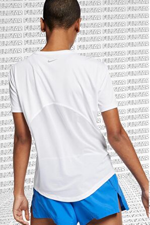 Nike Miler Dri Fit White Tee Sırt Panelli Beyaz Koşu Antrenman Tişörtü
