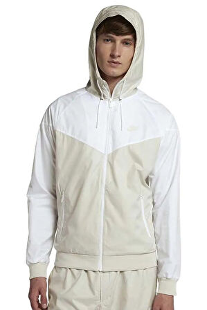 Nike Sportswear Windrunner Jacket Kapüşonlu Erkek Ceketi Beyaz Bej