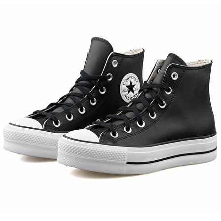 Chuck Taylor All Star Leather Platform Kadın Siyah Sneaker Ayakkabı 561675C