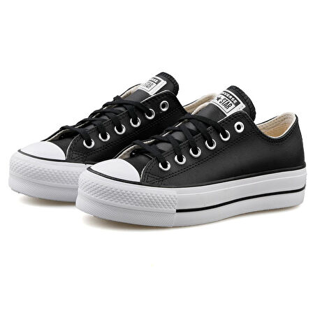 Chuck Taylor All Star Leather Platform Kadın Siyah Sneaker Ayakkabı 561681C