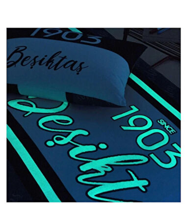 Taç Beşiktaş 1903 Glow Tek Kişilik 120X200 Lastikli Çarşaflı Nevresim Takımı