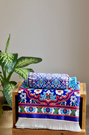 Lacivert Renkli Ipeksi Keseli Seccade Seti S1001 Lacivert