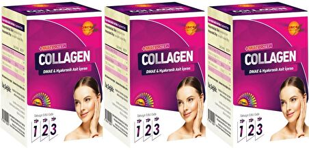 Powder Collagen 3x300 Gr Type 1-2-3 Dmae Hyarunonic Acid Toz Kolajen Tip 1-2-3
