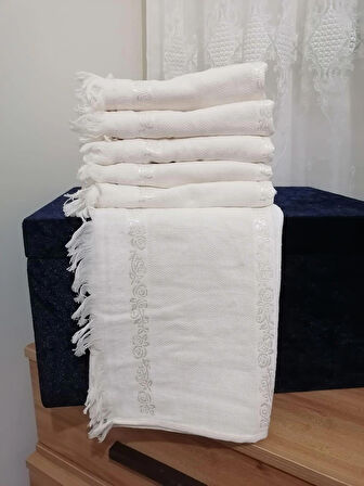 FİESTA SOFT KADİFE JAKARLI BAĞLAMALI HAVLU SETİ 6 ADET 50 X 90 CM
