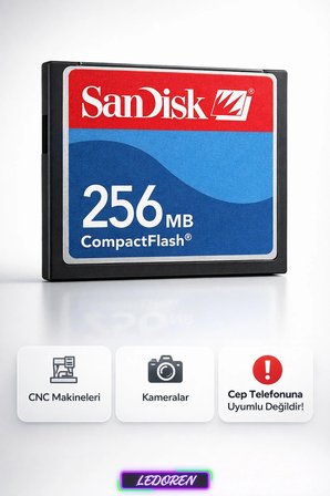 256 MB CF Compact Flash Hafıza Kartı | Fotoğraf Makinesi - Cnc Makine Uyumlu