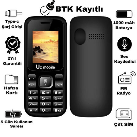 Mobile - Çift Sım Kartlı, Yerli Üretim Tuşlu Telefon (Uz Türkiye Garantili)