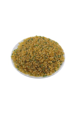08 Kum Boncuk 2 Çeşit Bal Rengi ve Yeşil 3 mm (100 Gr 6000 Adet)