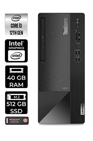 Lenovo ThinkCentre NEO 50T i3 12100 40GB RAM 512GB SSD FDOS 11SC001ATX MASAÜSTÜ PC & PER4 BELLEK