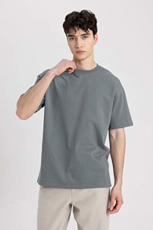DeFacto Boxy Fit Bisiklet Yaka Kısa Kollu Tişört C5277AX24SPGN463