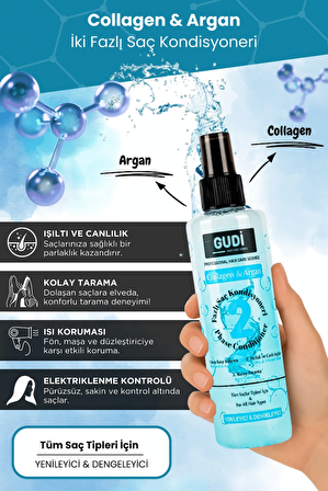  Collagen & Argan İçerikli Çift Fazlı Saç Bakım Fön Suyu 250 ml-Yenileyici ve Dengeleyici