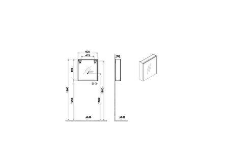 VitrA Core 66910 Dolaplı Ayna, 60 cm, Aydınlatmalı, Sağ