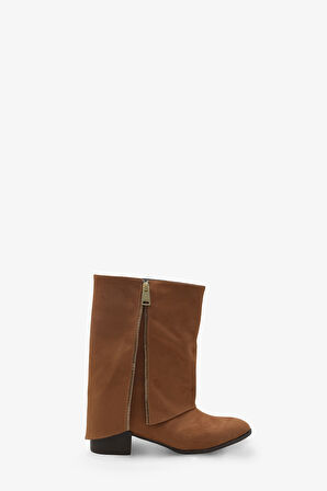 Kadın Yandan Fermuarlı Sivri Burun Günlük Bot Volara Kahve Süet