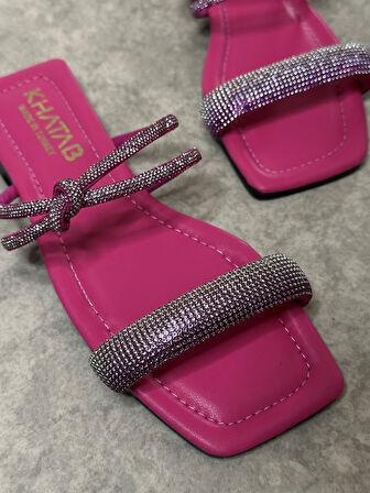 Günlük Kadın Terlik Tek BantlıTaşlı Alçak Topuklu Küt Burunlu Rahat Taban Hafif 09