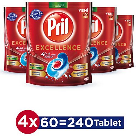 Pril Excellence 4 ü 1 Arada 240 Kapsül ( 4 x 60 li Paket)