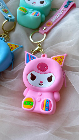 Kuromi anahtarlık cüzdan pembe