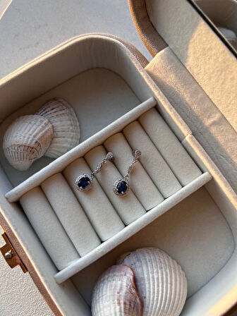 925 ayar gümüş safir küpe