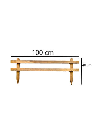 Ahşap Bahçe Çiti Kazıklı Çit 100cm X 40cm Kahverengi