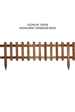 Ahşap Bahçe Saksılık Çit Bahçe Çiti Kazıklı 120cm X 40cm