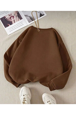 Kelebek Desenli Kapüşonlu Cepli Sweatshirt