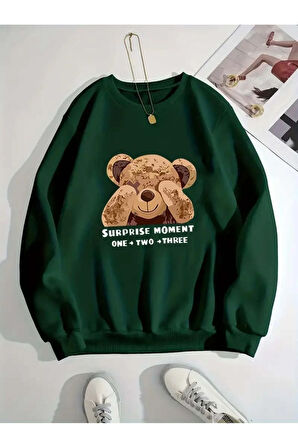 Kelebek Desenli Kapüşonlu Cepli Sweatshirt