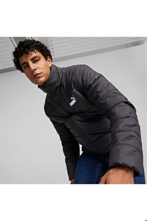 Erkek Siyah Rüzgar-su Geçirmez Ess+ Padded Jacket Günlük Spor Mont 84934901