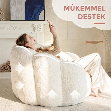 Puffiber Puf Koltuk Çiçek Tasarımlı Peluş Armut Koltuk Rahat Tv ve Okuma Koltuğu 105X80 cm