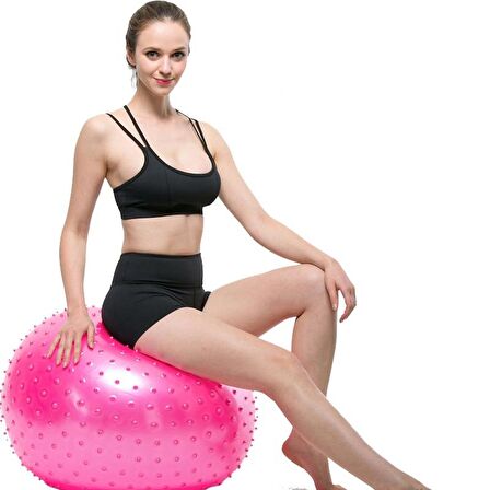 Leyaton Dikenli Yoga Pilates Aeorobik Jimnastik Topu 65 Cm Pembe