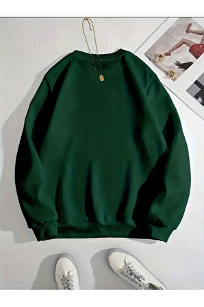 Eyfel Baskı Detaylı Bisiklet Yaka İçi Polarlı Sweatshirt