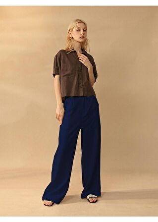 Barbora Keten Günlük Pantolon Düğmeli Ln13lacivert4