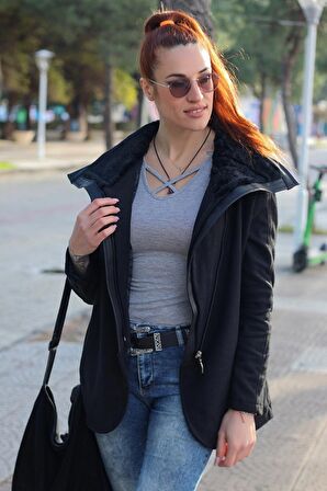 Barbora Kaşmir Yaka Bayan Kaban 821siyah16