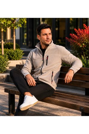 Luxic Core Outdoor Polar Ceket Gri Dik Yaka Tam Fermuarlı XL Beden