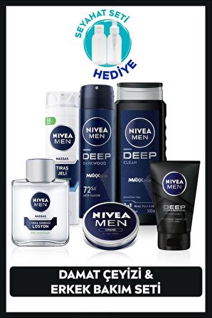 MEN Erkek Nemlendirici Krem 30ml, Duş Jeli 500ml, Tıraş Jeli 200ml, Losyon100ml, Sakal Temizleme Jeli 100ml, Sprey Deodorant 150ml