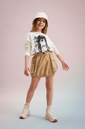 DeFacto Kız Çocuk Kargo Cepli Poplin Etek C0125A824SPBG395