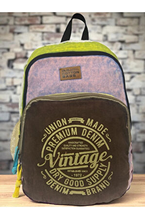 Kaliteli Renkli Vintage Disayn Sırt Gezi Okul Seyahat Çantası 30 cm x 42 cm