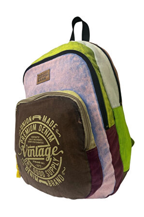 Kaliteli Renkli Vintage Disayn Sırt Gezi Okul Seyahat Çantası 30 cm x 42 cm