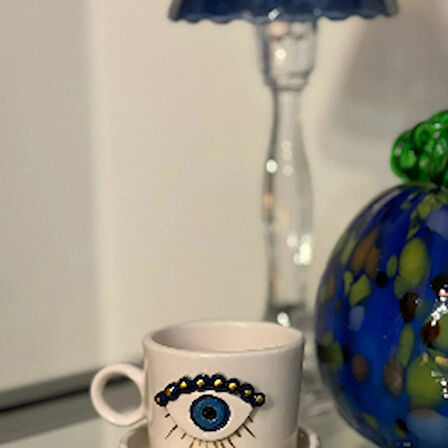 Handmade Eyes On Tabaklı Fincan 180 Ml. 1 Adet
