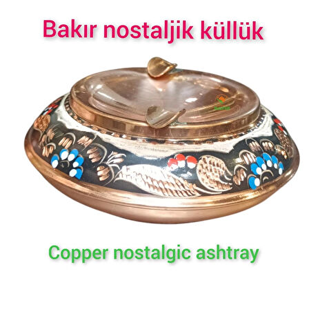 Bakır Nostalji Kül Tablası Bakır Küllük Nostalji Küllük 2 adet mavi hicivli Nostalji Bakır Küllük