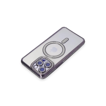 Apple iPhone 15 Pro Kılıf Joke Simli Magneticsafe Kılıf - Derin Mor