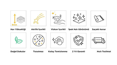 Artemis Halı 09145A Gri Lacivert Retro Figürlü Halı