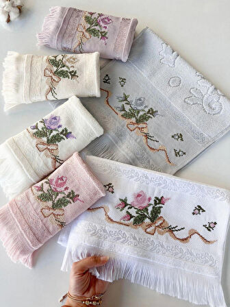 MYSOFT 30X50 RENKLİ NAKIŞLI HAVLU - FİYONK