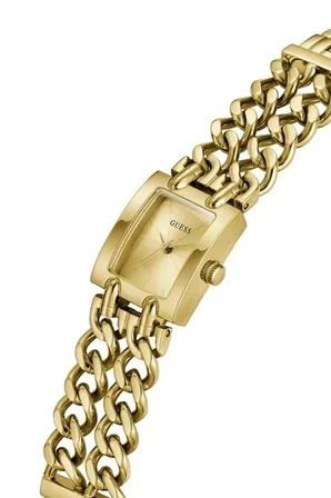 Guess GUGW1112L2 Gold Kare Kasa Çift Zincir Çelik Quartz Kadın Kol Saati