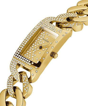 GUESS GUGW0298L2 ALTIN KAPLAMA TAŞLI DİKDÖRTGEN KADIN KOL SAATİ