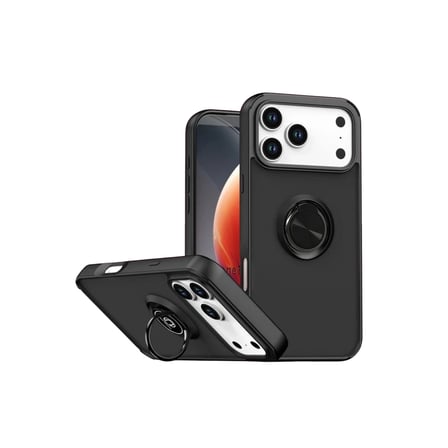 Apple iPhone 17 Pro Max Montreal Yüzüklü Silikon Kapak - Siyah