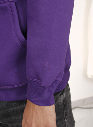 Unisex Kapşonlu Mor Sweatshirt