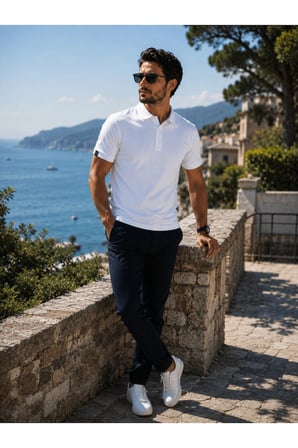 Erkek Polo Yaka Beyaz Tişört Likralı Pike Kumaş Terletmez Slim Fit Günlük Şık Tasarım